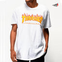 Playera Thrasher Flame Logo White