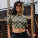 Playera Vans Girl Checker Crew Crop Olivine