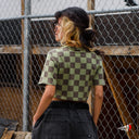 Playera Vans Girl Checker Crew Crop Olivine