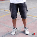 Bermuda Benzaa Alambre Mezclilla Stone Wash Negro
