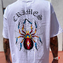 Playera Crimes Old Spider Blanca Letras Negras