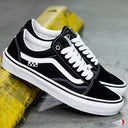 Tenis Vans Skate Old Skool Pro Black and White Con Detalle Percudido