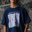 Playera Defektwoso Mantente Natural Azul