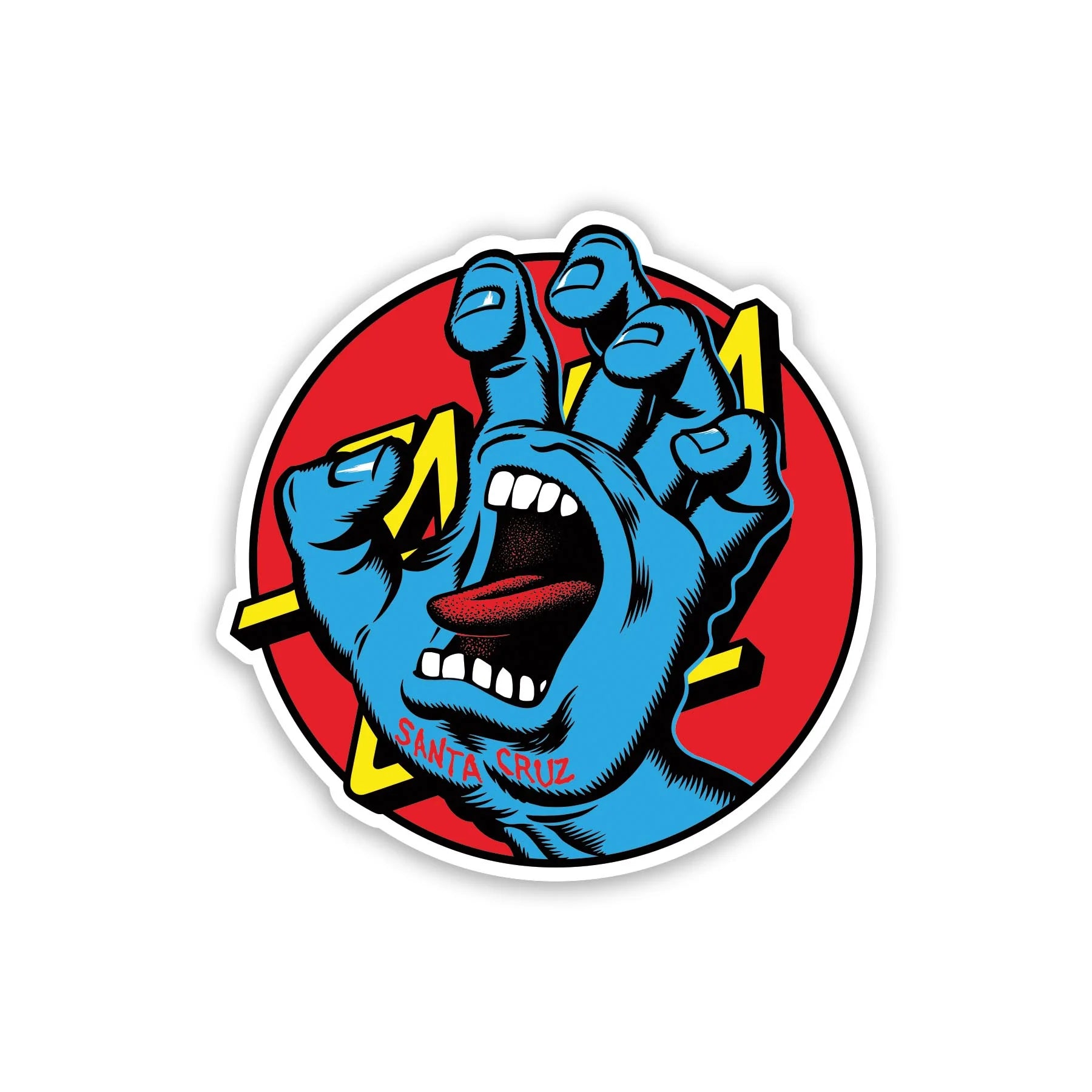 Sticker Santa Cruz Hand Dot White 9x9 – Chilango Skate