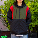 Chamarra Rompevientos Benzaa Verde Rojo Negro Zip