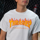 Playera Thrasher Flame Logo White