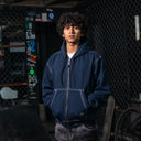 Sudadera Benzaa Zipper Azul Hilos Blancos