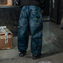 Pantalon Benzaa Azul Botella Etiqueta Amarilla