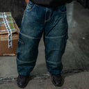 Pantalon Benzaa Azul Botella Etiqueta Amarilla