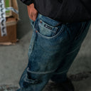 Pantalon Benzaa Azul Botella Etiqueta Amarilla