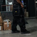 Pantalon Benzaa Negro Hilo Blanco Etiqueta Amarilla