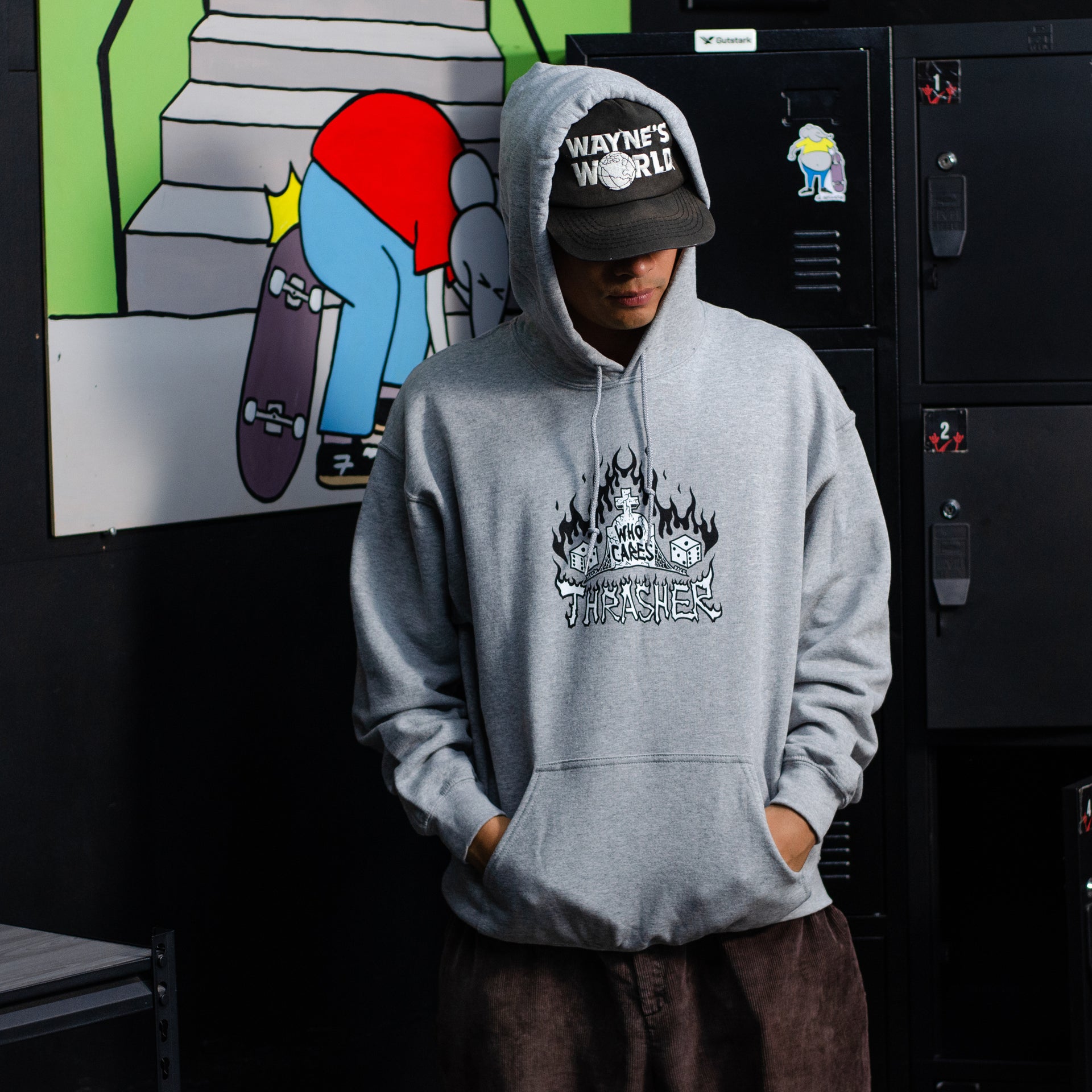 Skate Thrasher Sudadera Gris Mujer Sudadera Thrasher Who Cares By