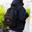 Mochila Benzaa Negro Costura Blanca