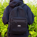Mochila Benzaa Negro Costura Blanca