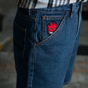 Short Spitfire Big Head Flame Denim Mezclilla Stone Wash