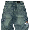 Pantalon Benzaa Suerte Deslavado Verde Azul