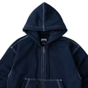 Sudadera Benzaa Zipper Azul Hilos Blancos