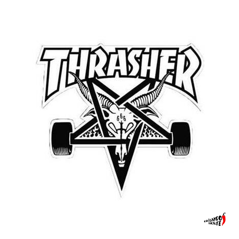 Sticker Thrasher Skate Goat White 10x10cm