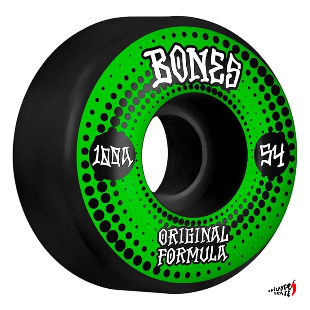Ruedas Bones Originals Black Green Dots Wide 54mm 100A